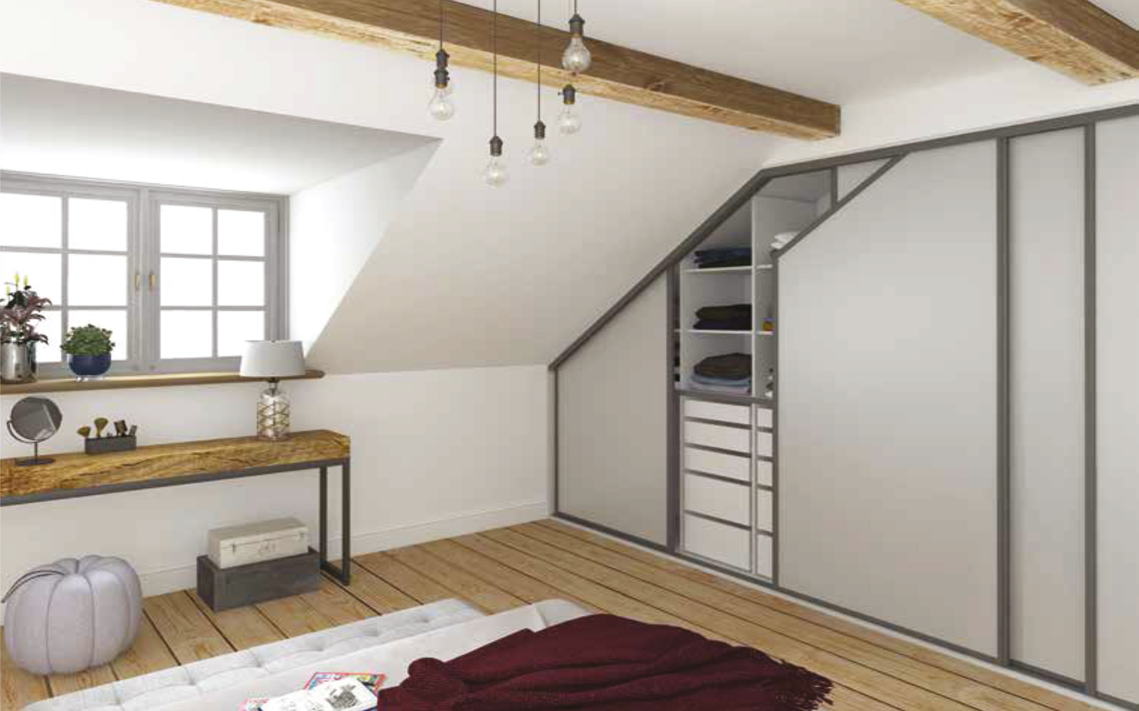 Guide Gemini 18 Everest, for attic, central guide 3000 mm, in silver color