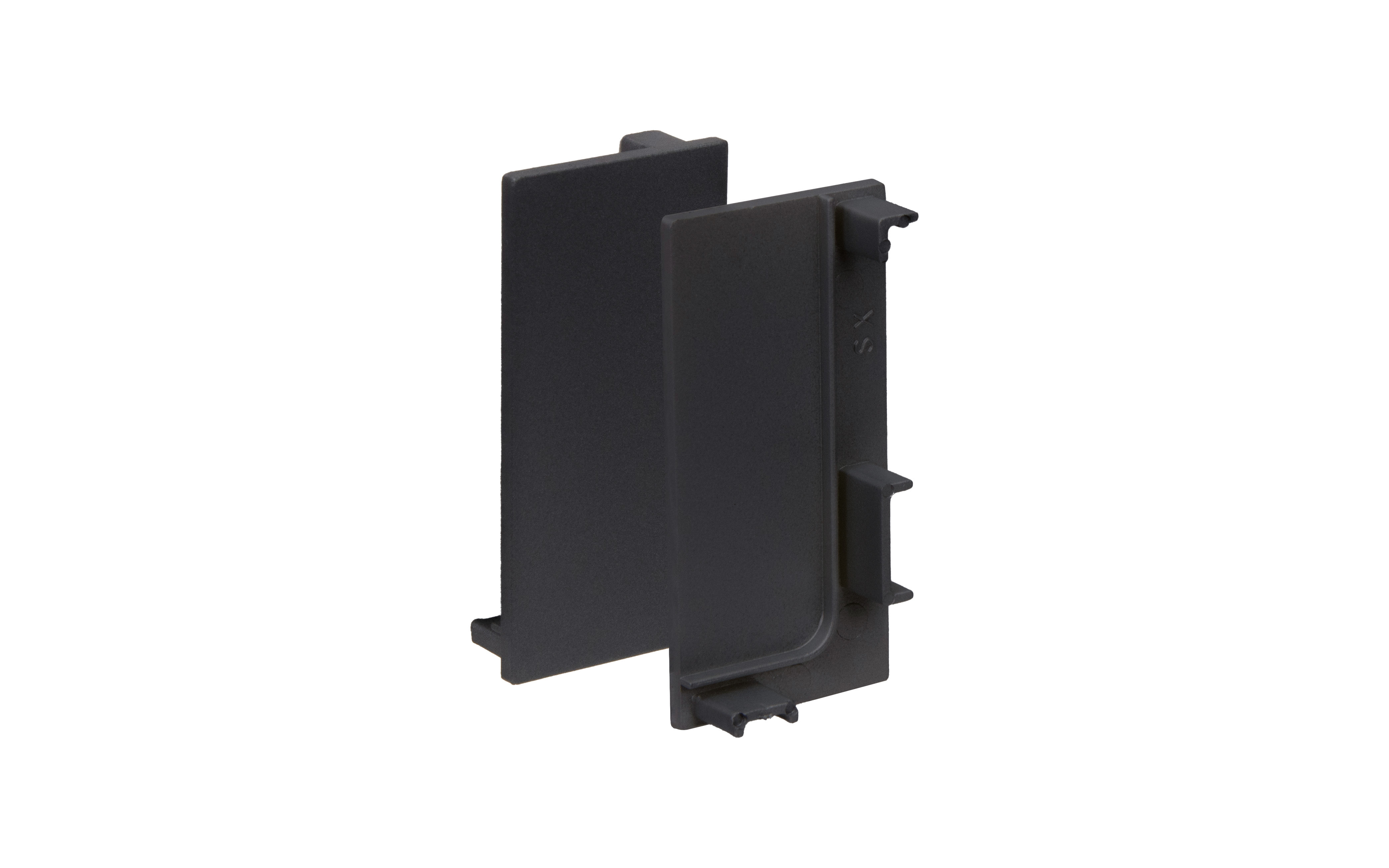 Closed right and left cap, plastic, dark grey