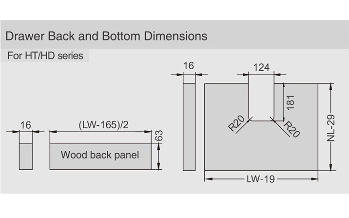 Plastičen dodatek za izreze za sifon v dnu predala HT serije.