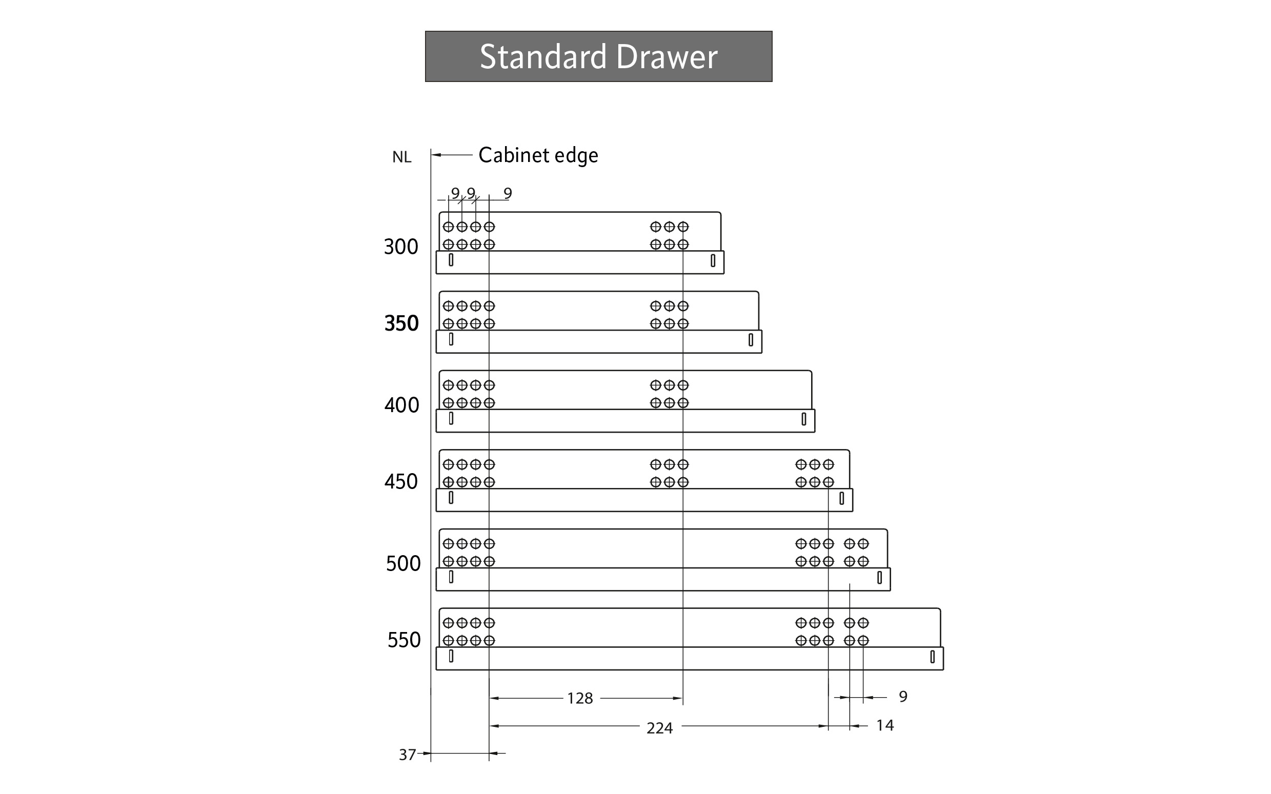 DTC concealed slides 350 mm, partial extension, soft close, loading capacity up to 25 kg DTC concealed slides 350 mm, partial extension, soft close, loading capacity up to 25 kg