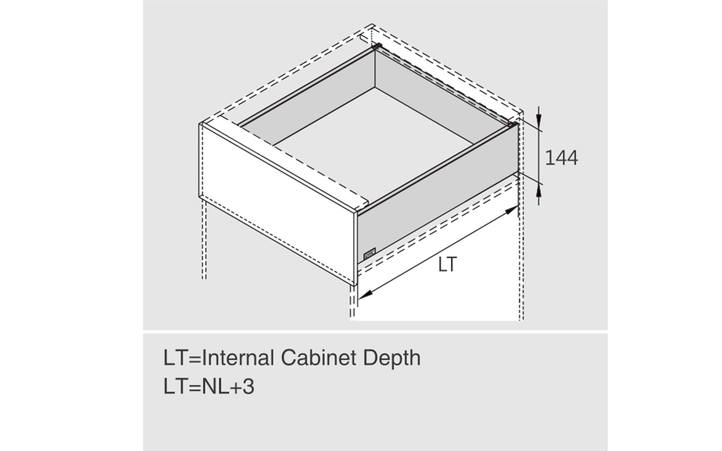 Predal HT12 z ravnimi, tankimi stranicami, dimenzije 126 x 500 mm, mehko zapiranje, polni izvlek,  bele barve, nosilnost do 40 kg.