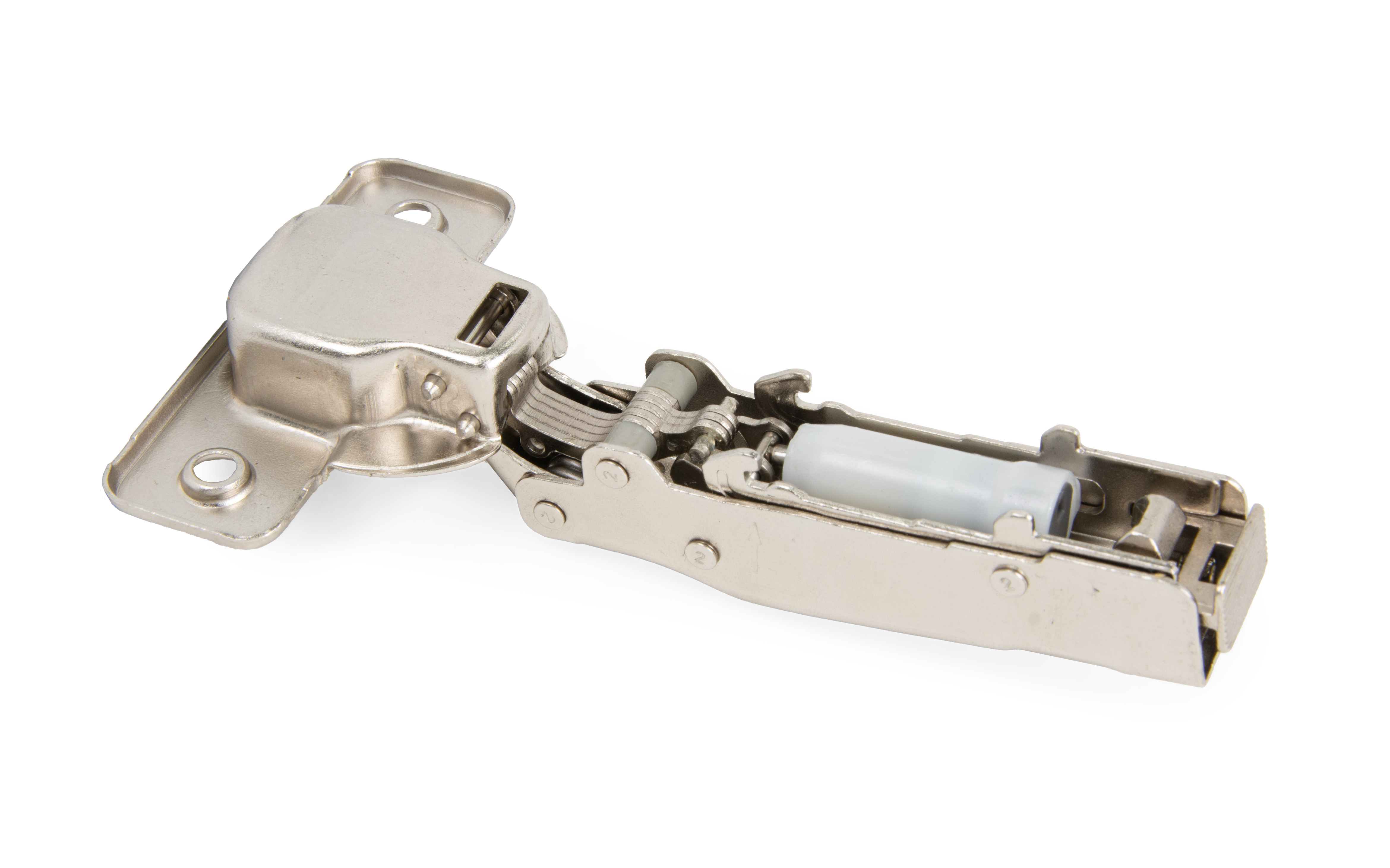 Full overlay hinge with soft close. Opening angle 100°.