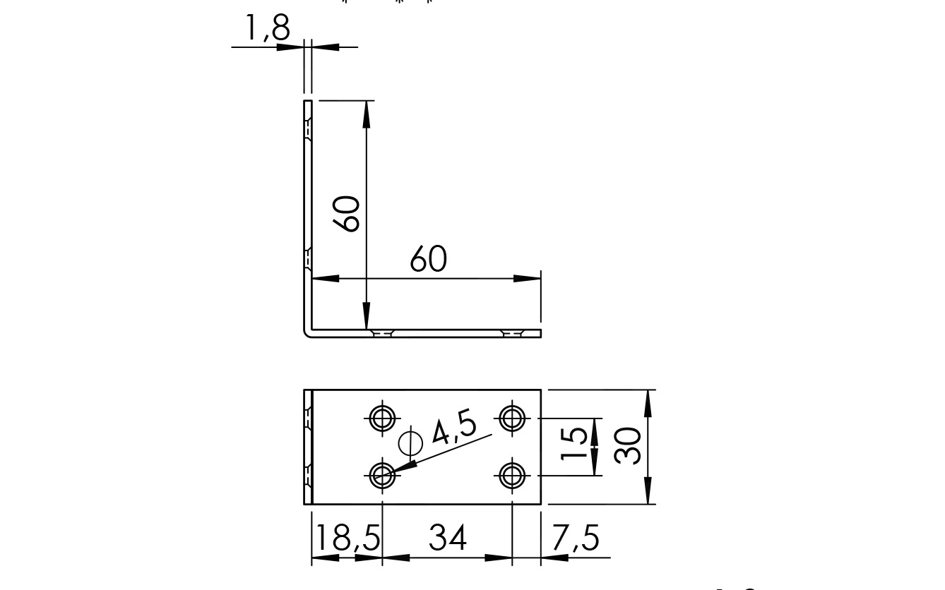 Furniture bracket 60 x 60 x 30