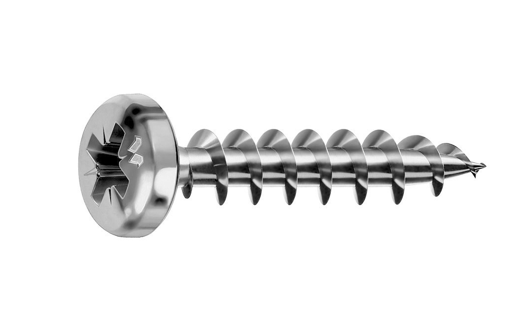 Bombiran Vijak Mustad Panelvit UNIVERSALE, 3.5 x 16 mm, celi navoj, Chromiting, PZ2, pakirano 500 kos