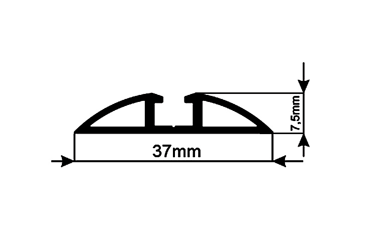 Lower guide Gemini Single, silver, l=6000 mm