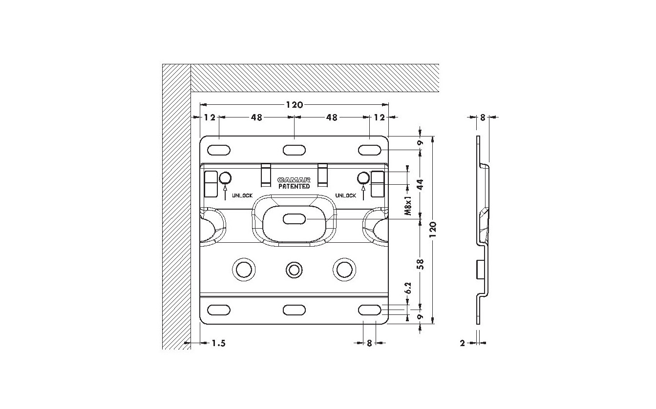 Supporting plate for hanging cabinet bracket, type 807