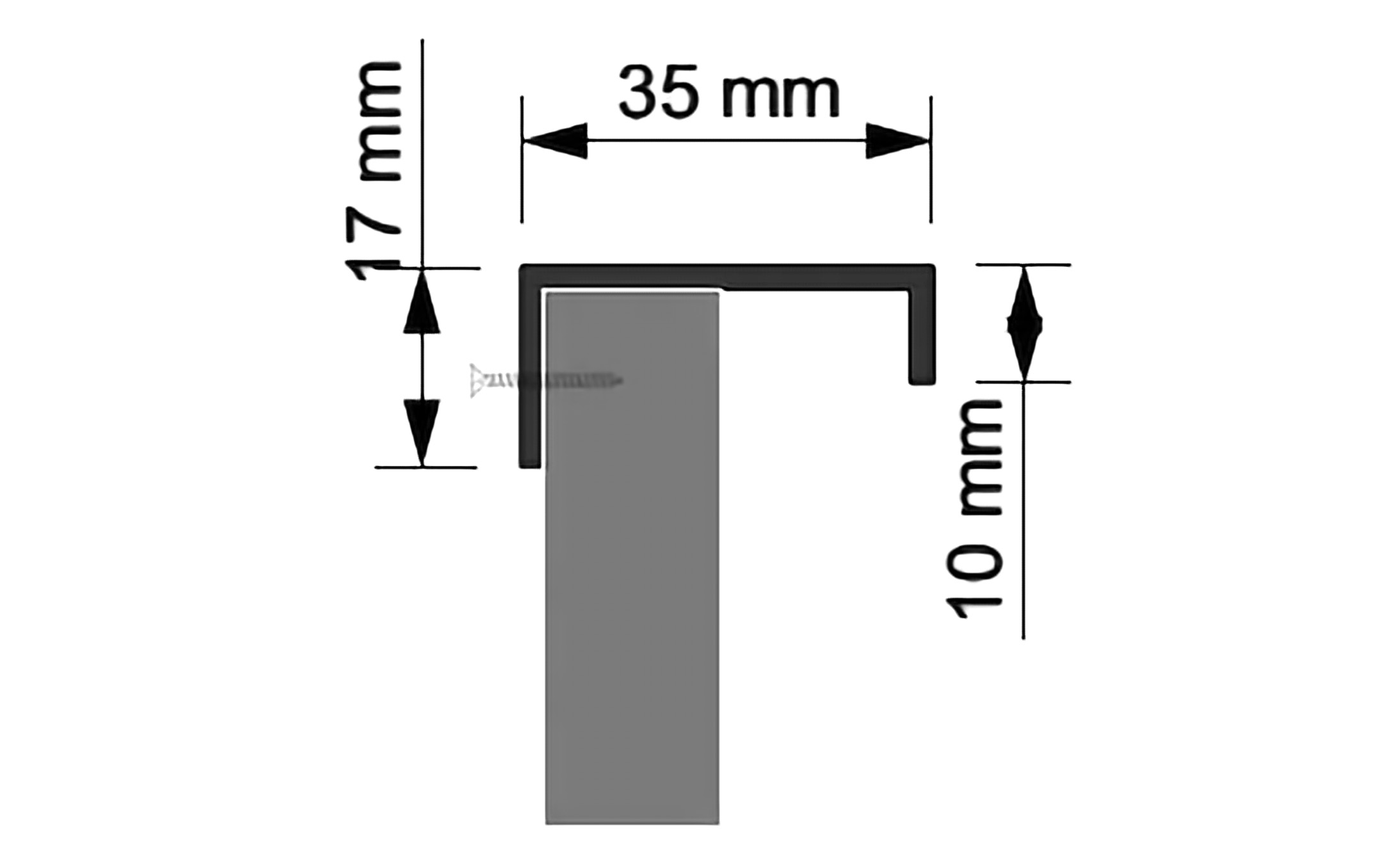 Profile handle Lampič 2477, 195 mm, black anodized aluminum