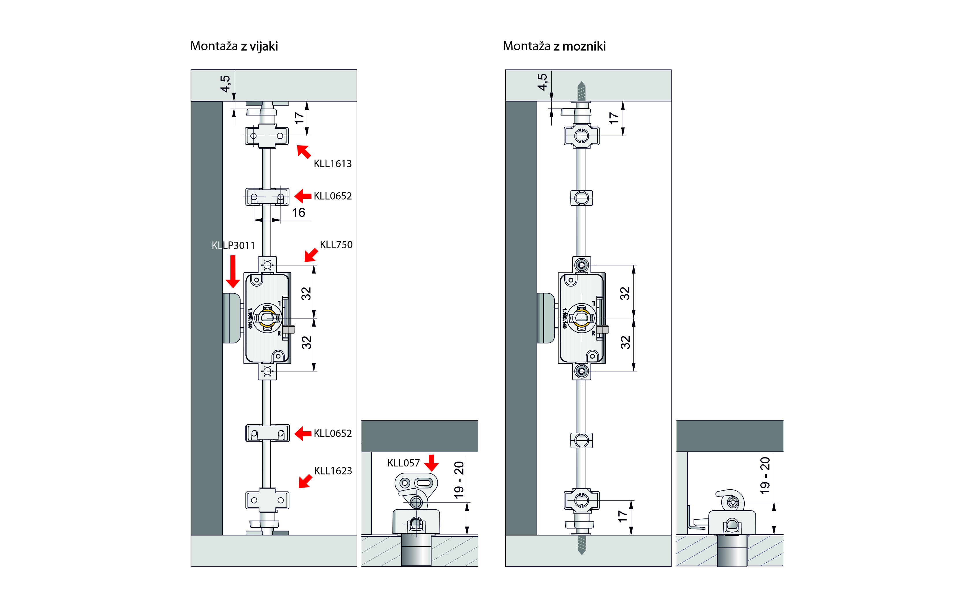 Servisna ključavnica LEHMANN 660, leva ali desna z nastavljivim odmikom 15 - 40 mm