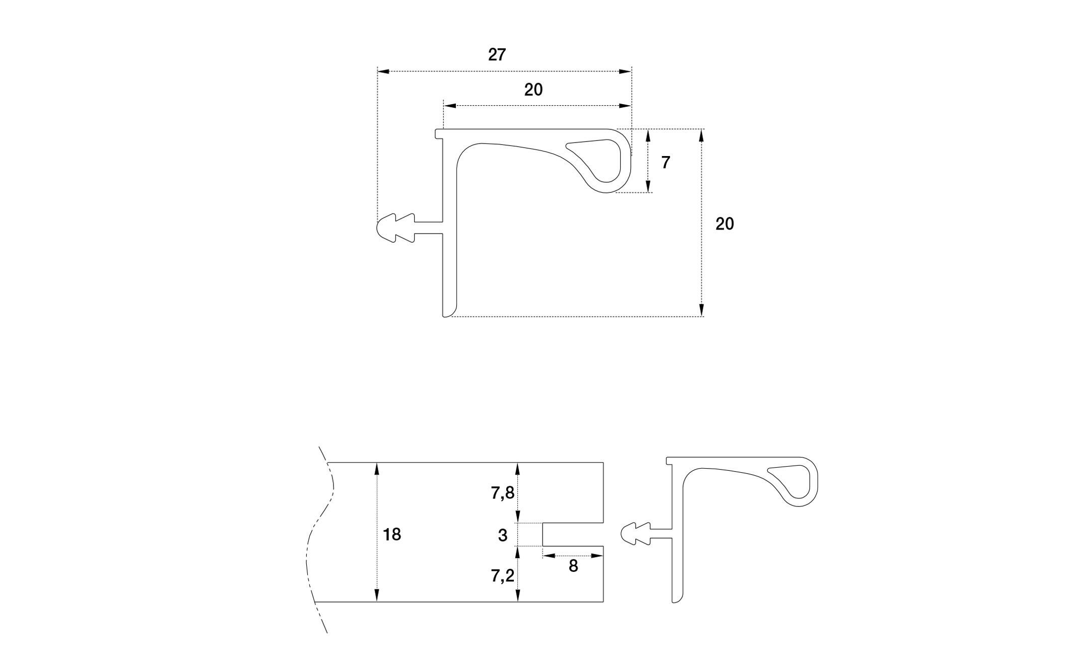 Gola Opes alu profil 268, l=4 m, aluminij Gola Opes alu profil 268, l=4 m, aluminij