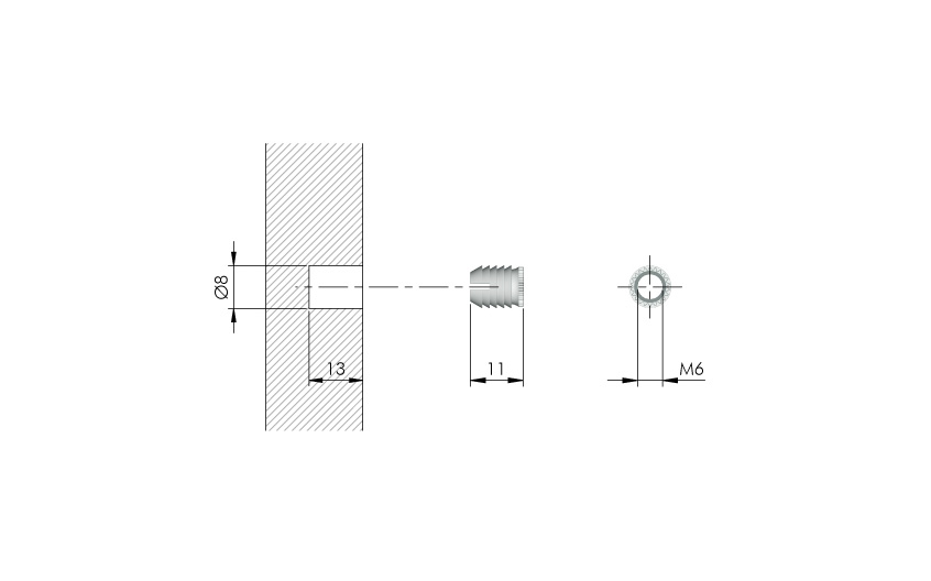 Target plastičen vložek za M6 x 8 x 11 mm ( pakiranje 100 kos )