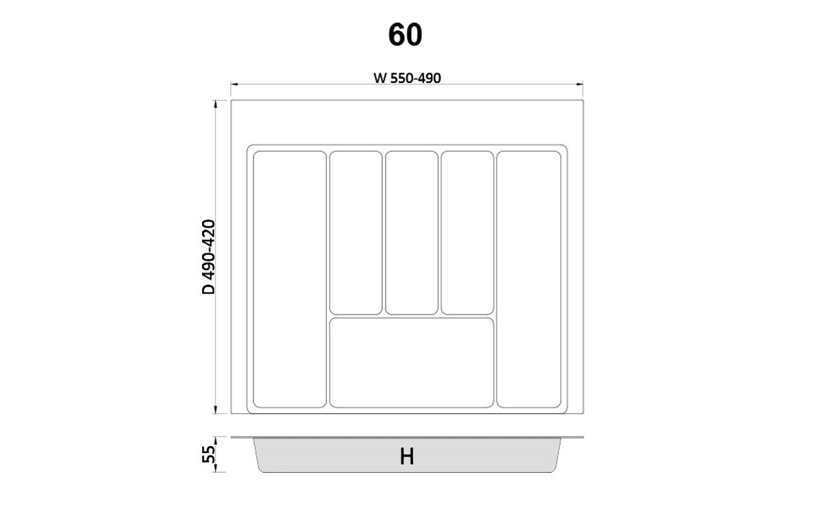 Organizator jedilnega pribora, barva grafit