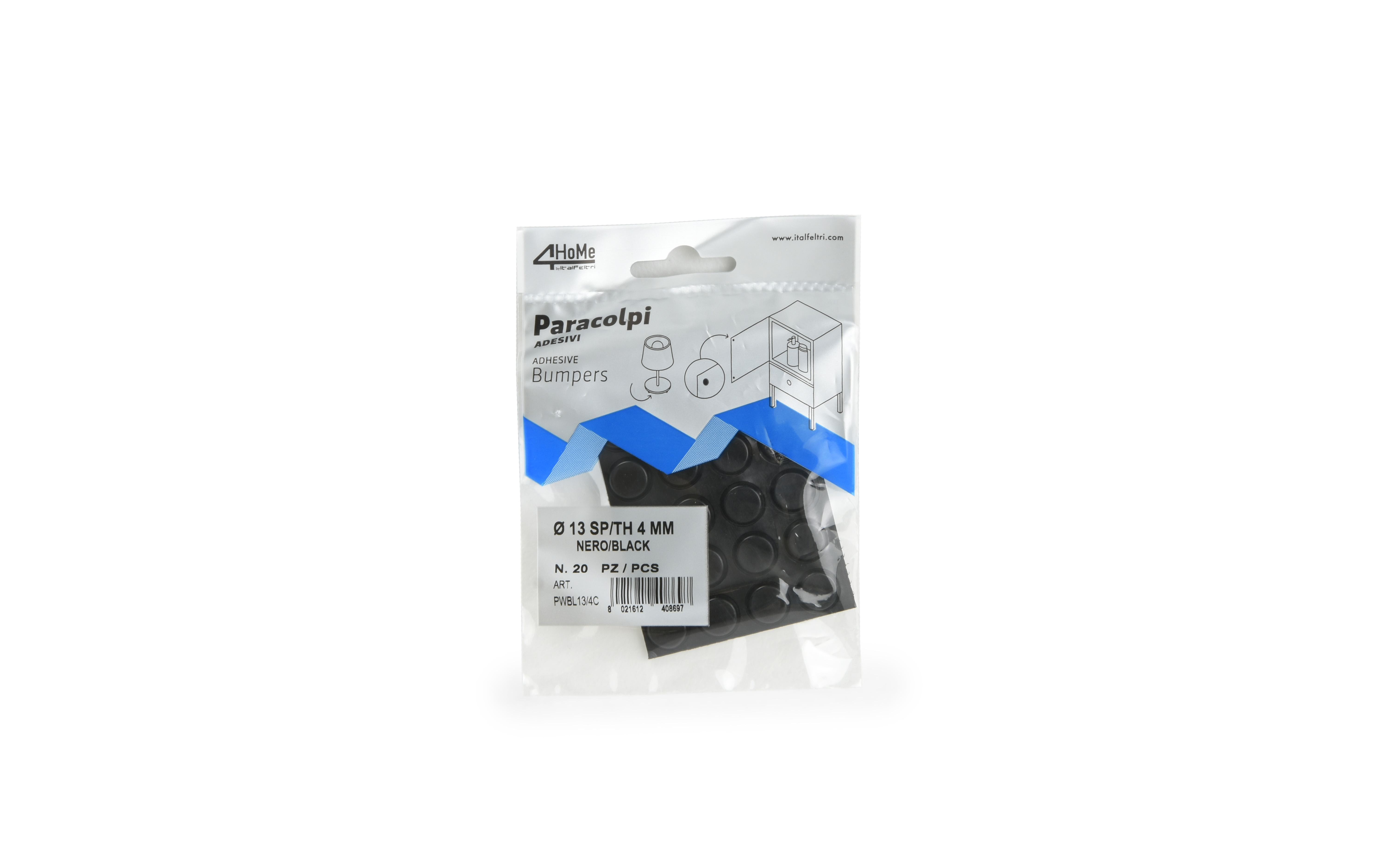 Adhesive bumpers 13 mm, black