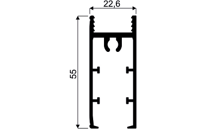 Gemini okvir, spodnji profil, srebrni, l = 2350 mm