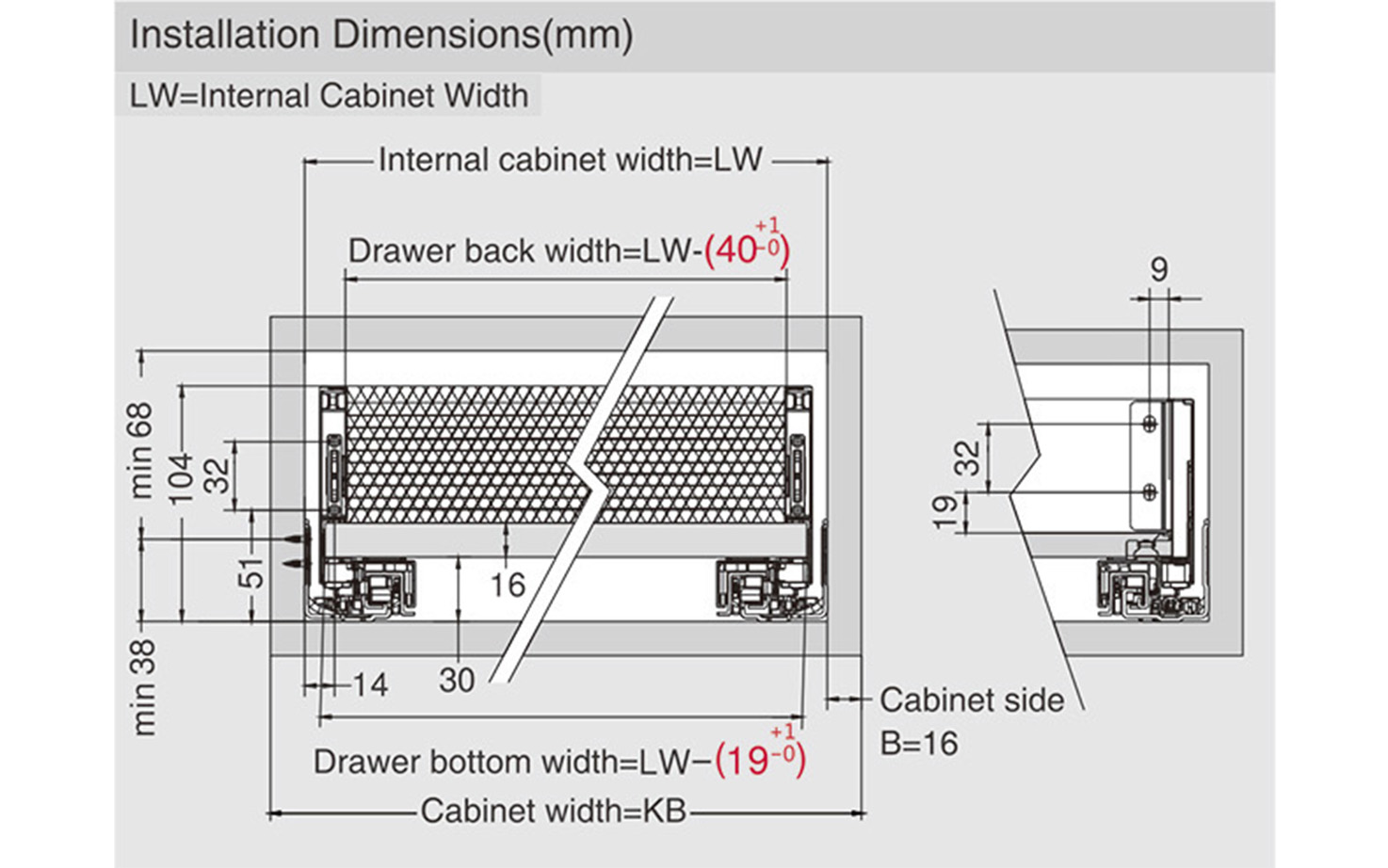Slim drawer HT11, dimensions 88 x 550 mm, full extension slides with soft closing, loading capacity 40 kg, anthracite color. Slim drawer HT11, dimensions 88 x 550 mm, full extension slides with soft closing, loading capacity 40 kg, anthracite color.
