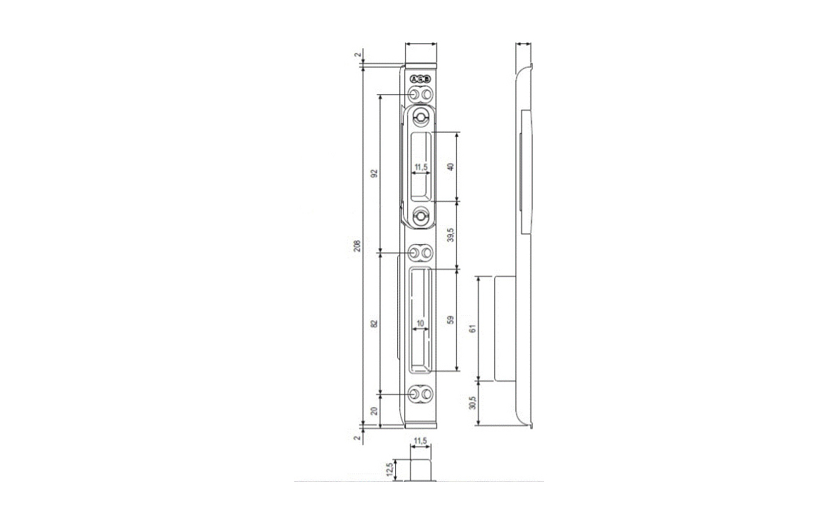 AGB large receiver for multi-point lock Krpan, universal, for wooden doors AGB large receiver for multi-point lock Krpan, universal, for wooden doors