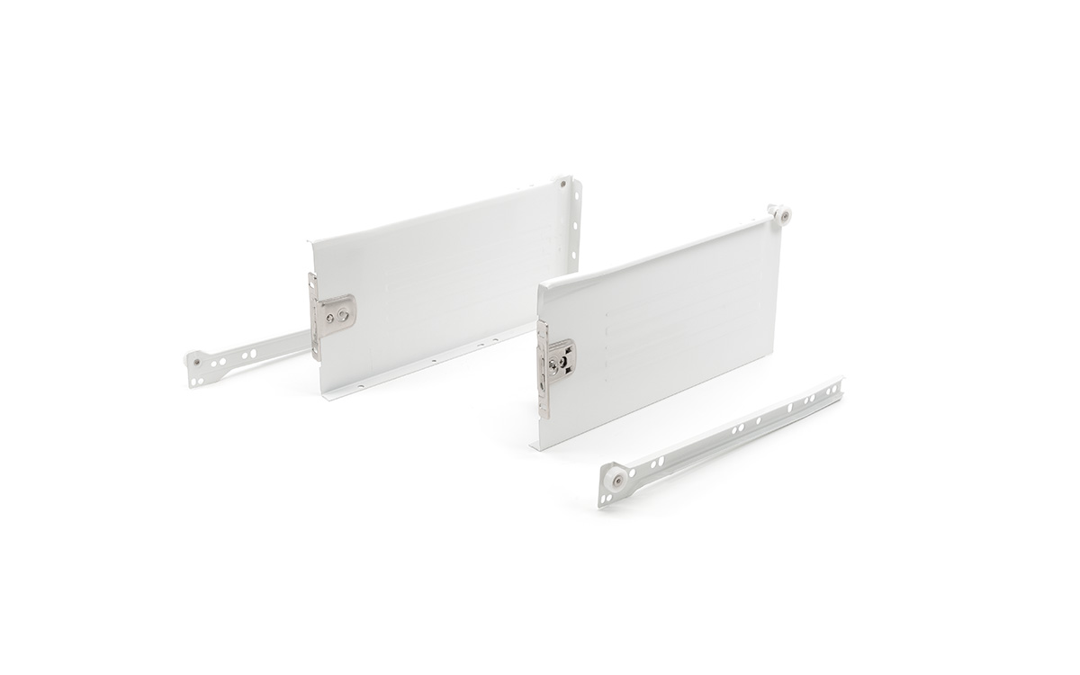 F 14 single wall drawer system, dimension 150 x 300 mm, loading capacity up to 25 kg, white color.