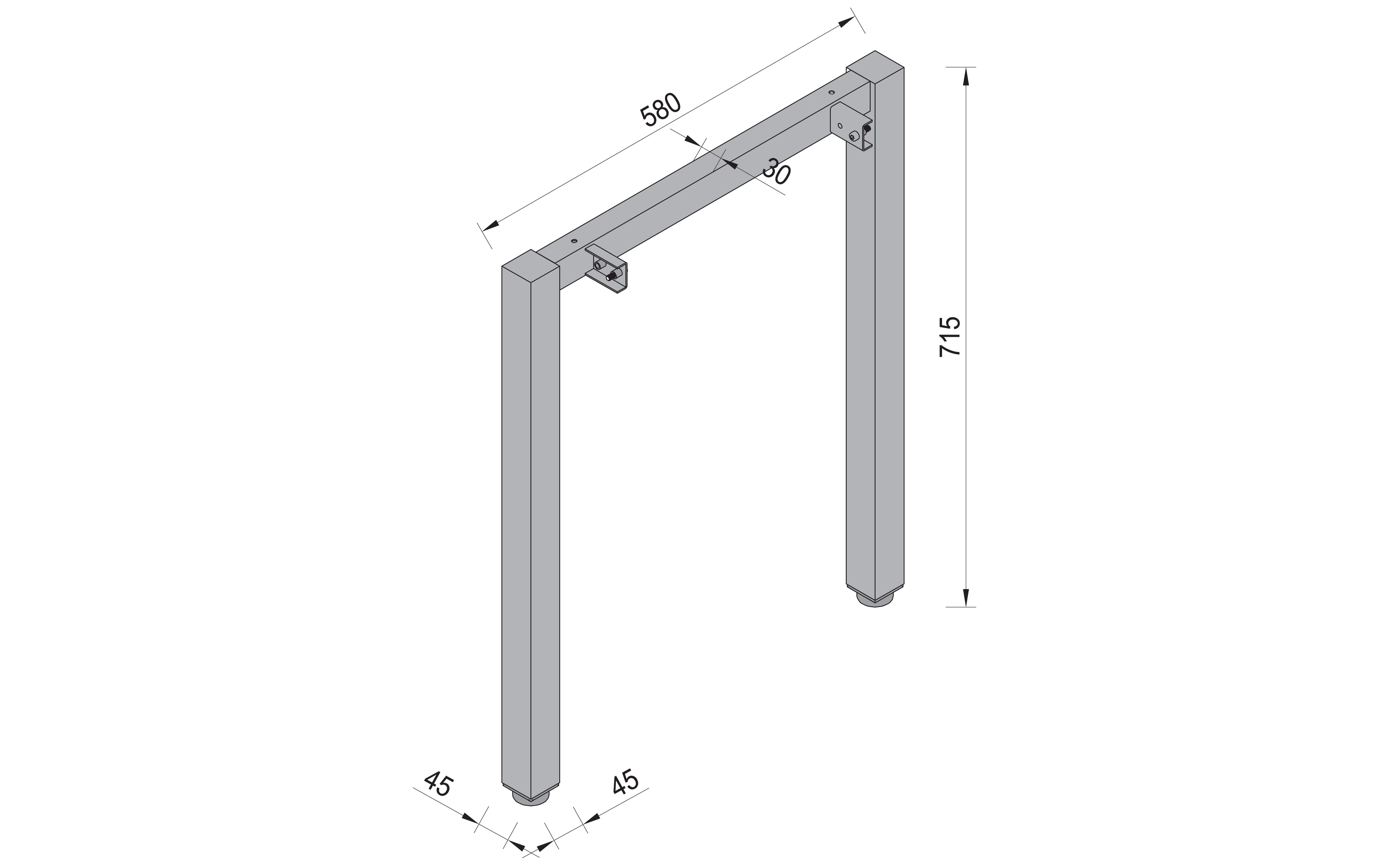 Table leg MILANO 600, grey structure color