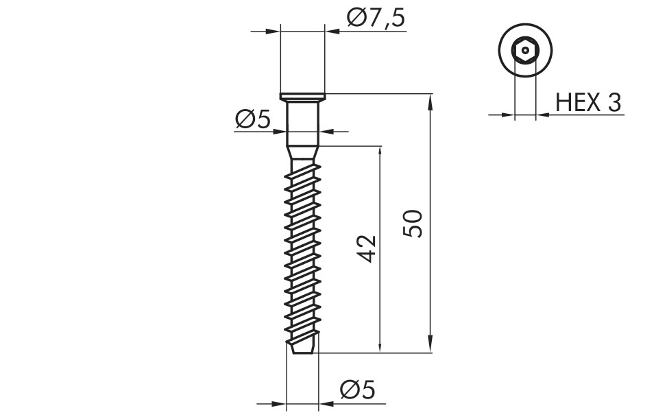 Confirmat screw 5 x 50 mm, 100 pcs