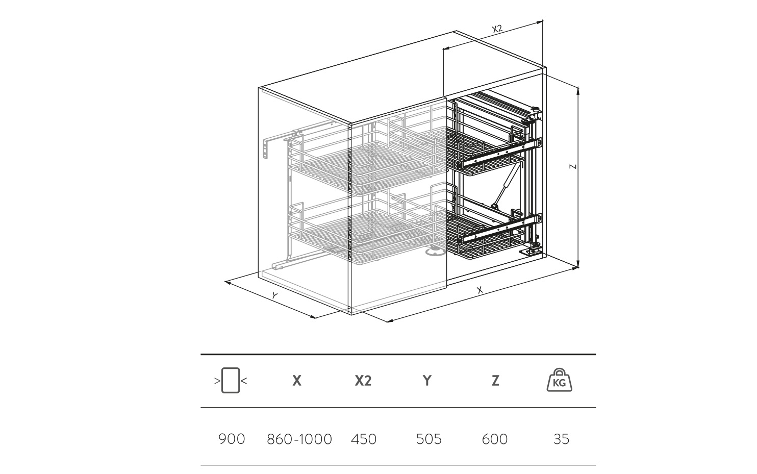 Sige 350i mechanism for corner unit, right, white