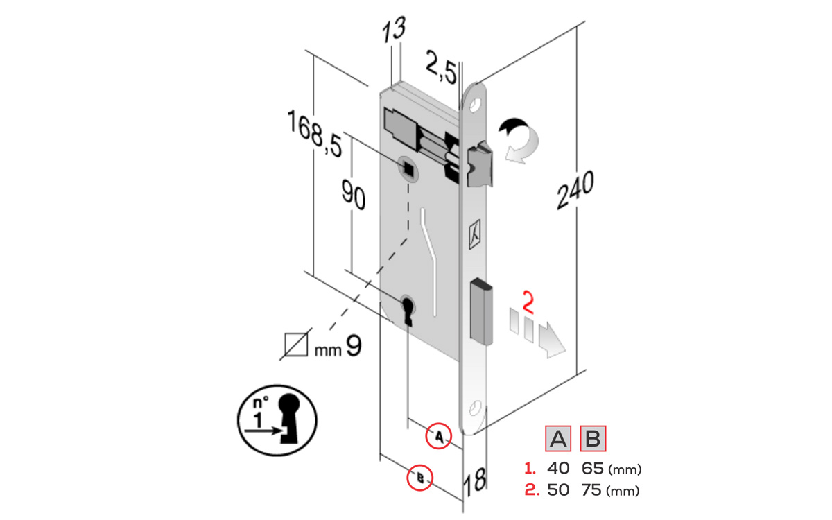 Bonaiti Key Lock - 50/90 (Chrome)
