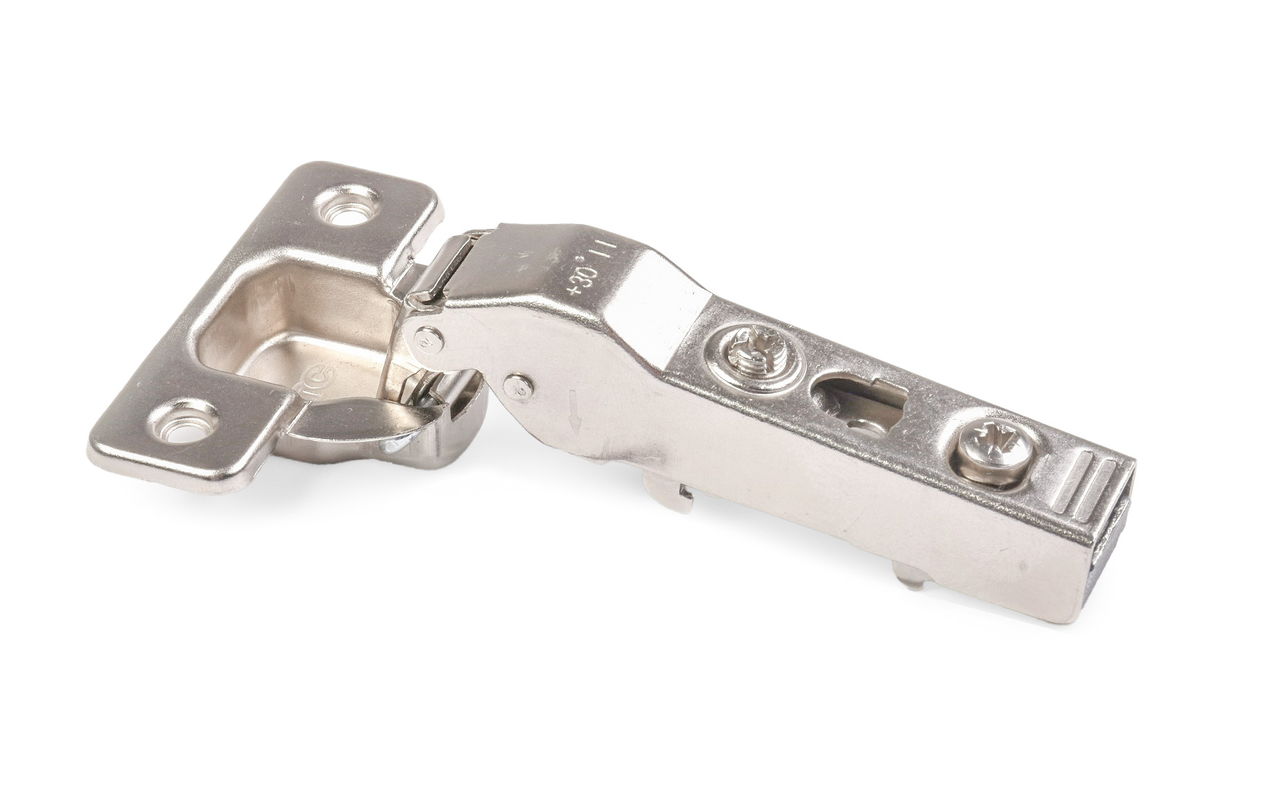 DTC 30° angled hinge with soft close. Opening angle 100°.